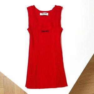 Miu Miu red knitted sleeveless dress